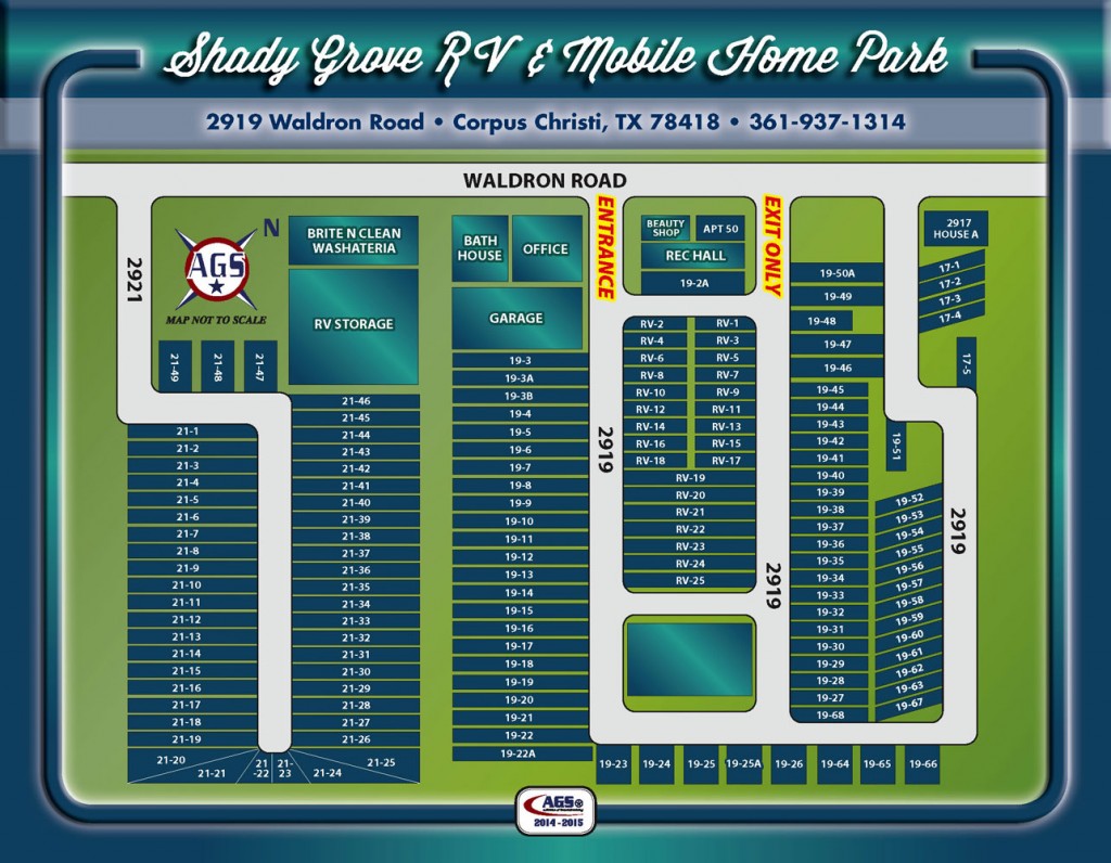 Shady Grove Park Layout | Corpus Christi RV Resorts